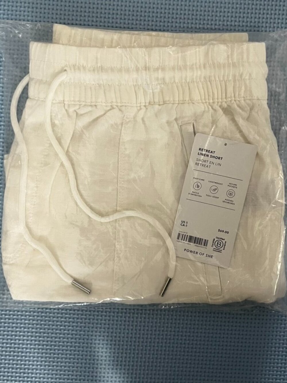 Athleta Retreat Linen Short Women White Size 8 NWT Drawstring